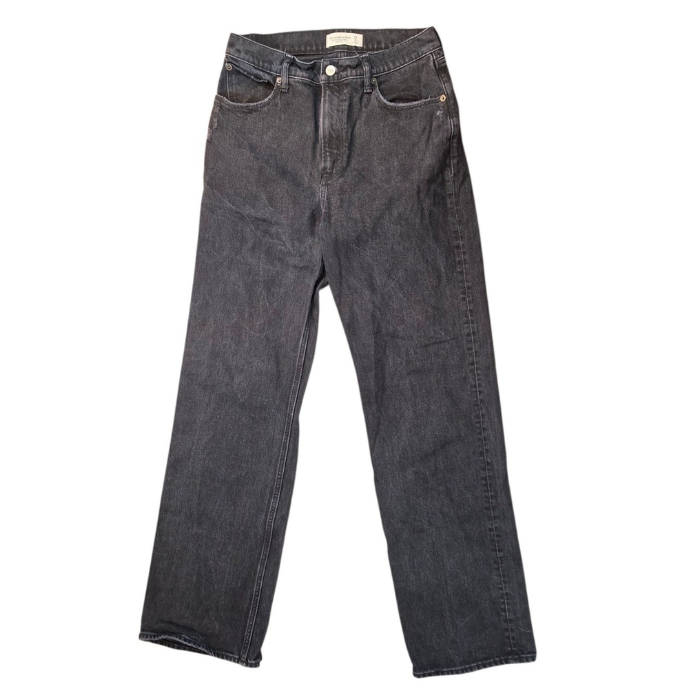 Abercrombie & Fitch The 90s Relaxed Jean High Rise Black Distressed 29 8L